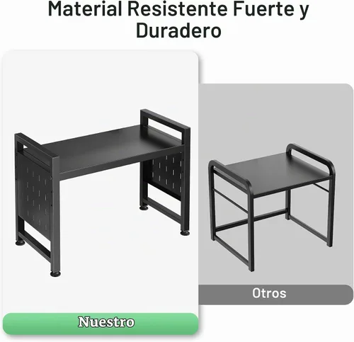 Vista 7 de Kitstorack Estante ajustable para horno de microondas, estante para microondas resistente de 2 niveles con tablas de cortar, soporte para estantes