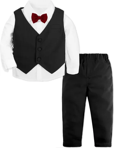 Vista 104 de A&J DESIGN Conjunto de traje de caballero para niños pequeños, 3 piezas, camisas, chaleco y pantalones