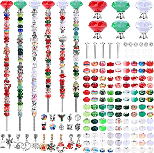 Vista 11 de Kit de 158 piezas de varitas de hadas de bricolaje para jardín, múltiples esquemas de color con cuentas europeas, cristales y puntas de diamante