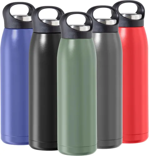 Vista 22 de OGGI Freestyle - Botella de agua aislada de acero inoxidable, doble pared aislada al vacío, termo de viaje, 23 onzas (23.0 fl oz), color negro