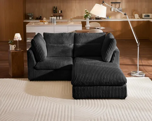 Vista 50 de Sofá Modular de Tamaño Grande, Sofá Seccional de Chenilla Cloud Extra Profundo con Chaise Otomana, Sofá Cama de Chenilla Esponjosa de 5 Asientos