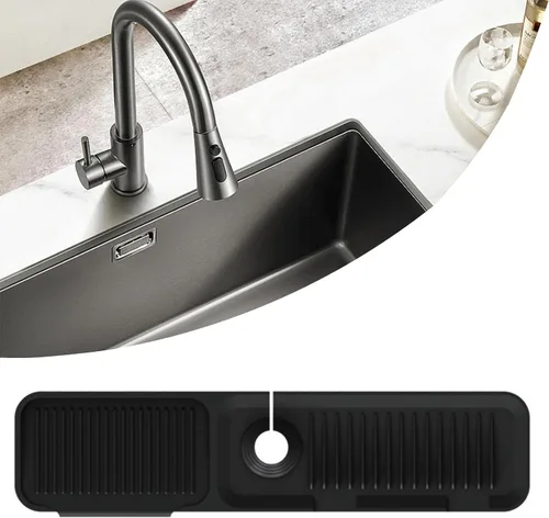 Vista 11 de Protector de fregadero de silicona, protector contra salpicaduras, bandeja colectora de goteo, soporte de esponja, se adapta al tubo de grifo de 2.5