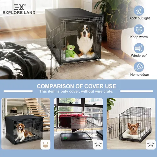 Vista 7 de Explore Land Funda transpirable para jaula de perro, ventilación de malla de 4 lados, funda básica para perrera para mascotas, todos los lados