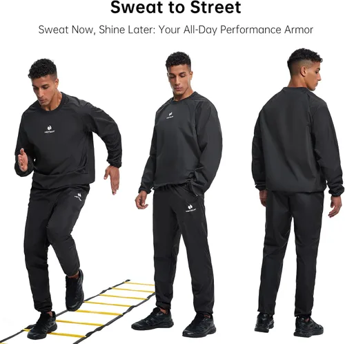 Vista 3 de HOTSUIT Traje de sauna para hombre, traje de sudor, chaqueta de entrenamiento duradera para gimnasio