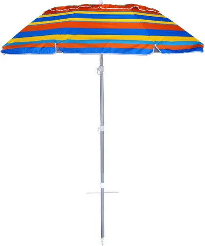 Vista 17 de Sombrilla de playa con anclaje de arena y bolsa de transporte, sombrilla de playa de 6.5 pies con altura de poste ajustable de inclinación, ideal