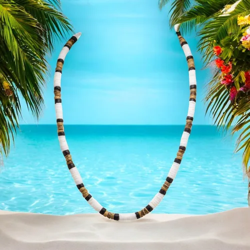 Vista 9 de BlueRica Collar de cuentas de concha de coco y puka (18")