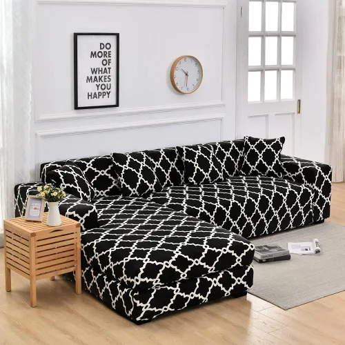 Vista 10 de LiveGo Funda de sofá en forma de L, 2 piezas, elástica y elástica de 3 plazas, protector de muebles con 4 fundas de almohada para sala de estar