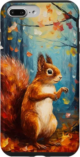 Vista 12 de Starry Night Squirrel Autumn Falling Leaves Van Gogh Style Case for iPhone 16