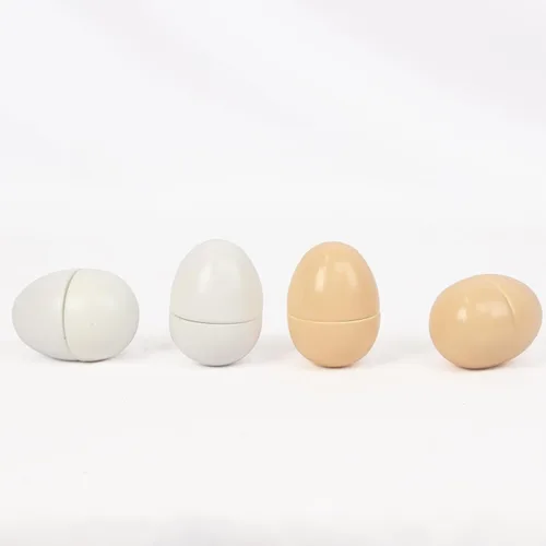 Vista 6 de Huevos de madera, 4 piezas de juguetes para cortar huevos de Pascua, juego de comida de madera para jugar a fingir, juegos de comida de juguete