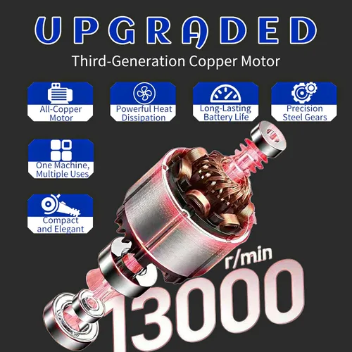 Vista 2 de Kit de amoladora angular de cepillo inalámbrico, mini herramienta de molienda angular eléctrica de 13000 RPM con 2 baterías de 16.8 V 2000 mAh y 15