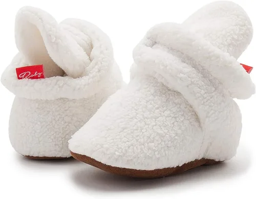 Vista 136 de Botines de forro polar para bebés, niños y niñas, pantuflas antideslizantes con agarre suave, zapatos de calcetín para recién nacidos, cuna
