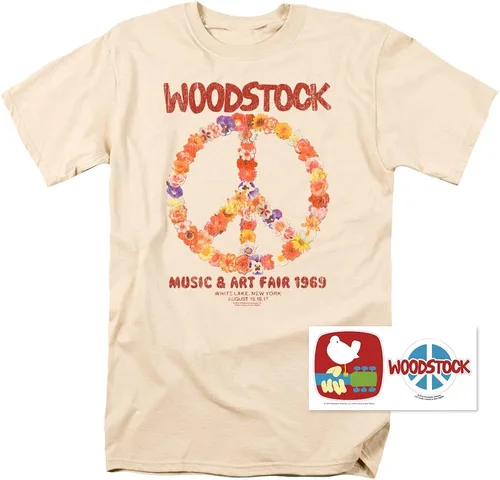Vista 2 de Popfunk Camisetas y calcomanías clásicas Woodstock Peace Symbol Crema