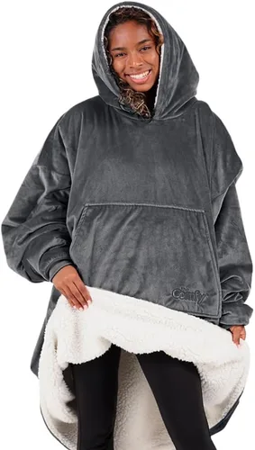 Vista 11 de THE COMFY Original - Manta de forro polar de microfibra con forro sherpa, diseño de gran tamaño con capucha y bolsillo de Shark Tank