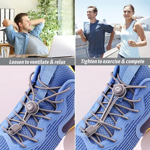 Vista 4 de RJ-Sport - Cordones elásticos para zapatos, resistentes, para niños y adultos, sin anudar, con cierre fuerte, cordones de velocidad
