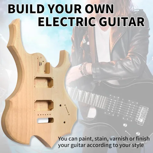 Vista 7 de Ktaxon Kit de guitarra eléctrica DIY con cuerpo de caoba, color de madera Color de madera de llama