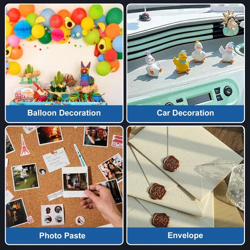 Vista 5 de 300 puntos adhesivos transparentes de doble cara – Puntos adhesivos fuertes y sin rastros para póster, fotos, oficina y hogar, decoraciones