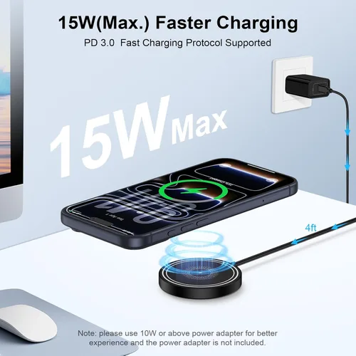 Vista 3 de 15W Samsung Magnetic Wireless Charger Fast Charging Pad for Galaxy S26 S25
