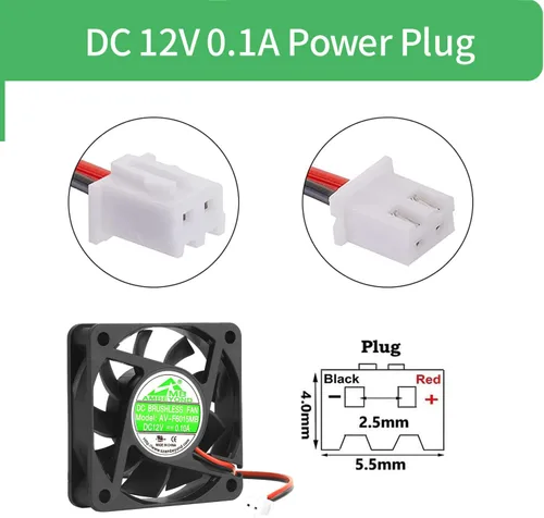 Vista 3 de 2.362 in por 2.362 in por 0.591 in 6015 12V DC 0.10A Rodamiento de bolas Ventilador de enfriamiento sin escobillas 2pin AV-F6015MB UL TUV