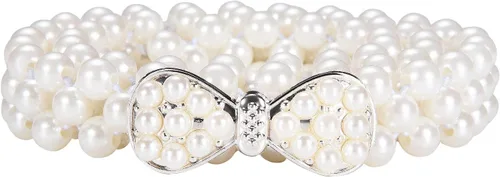 Vista 14 de Dubulle Cinturón de perlas de mujer Cadena de cintura blanca elástica para Blanco crema