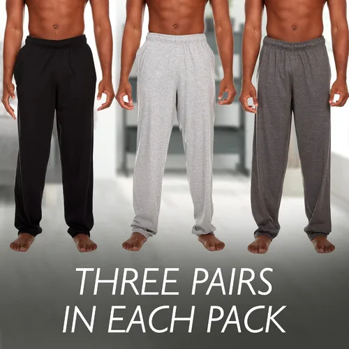 Vista 7 de Essential Elements Pantalones de pijama para hombre, 100 % algodón, para descansar, para dormir, para hombre, paquete de 3