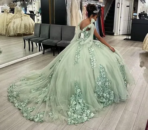 Vista 3 de XYAYE Vestidos de quinceañera con hombros descubiertos para mujer, vestido de fiesta con tren hinchado dulce 15 16 vestidos de flores 3D vestidos