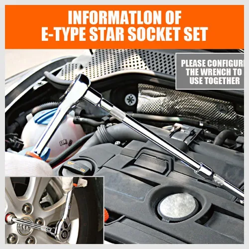 Vista 4 de HORUSDY Juego de zócalo de 11 piezas E Torx hembra externo Star Socket Set E4 - E20 Juego de zócalos de par