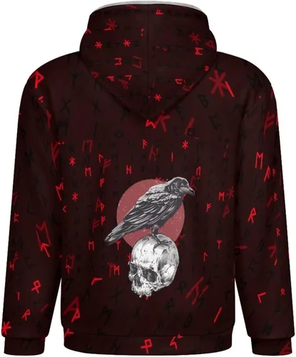 Vista 5 de Viking - Sudadera con capucha de forro polar, impresión 3D, con cremallera