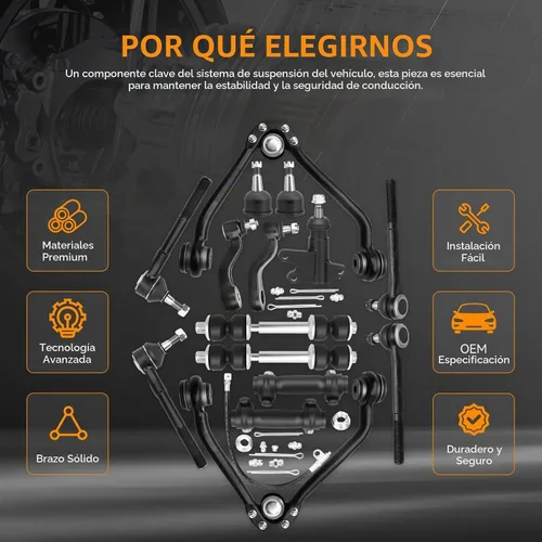 Vista 4 de Kit de suspensión delantera para Chevy para GMC C1500 C2500 C3500 Suburban 1993 1994 1995 1996 1997 1998 1999 2000 Brazos de control superior e