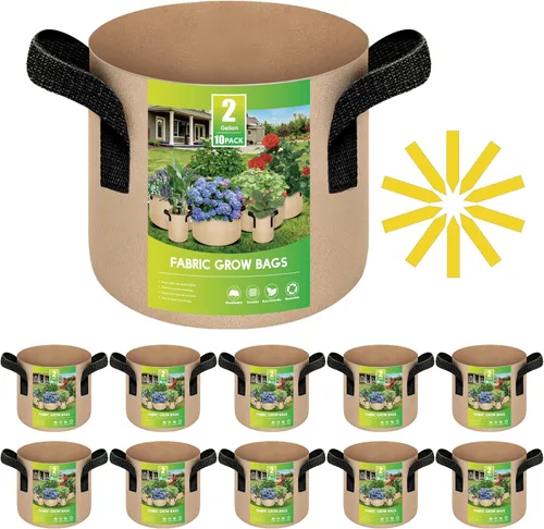 Vista 18 de iPower Paquete de 10 bolsas de 3 galones para plantas de tela no tejida gruesa resistente para cultivo de papas, contenedor duradero con aireación