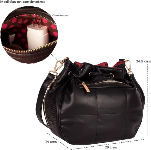 Vista 5 de Nicole Lee Sara is - Bolsa pequeña suave pero fuerte, cordón tachonado con diamantes negros y correa cruzada, 8 bolsillos, Sara es suave pero fuerte