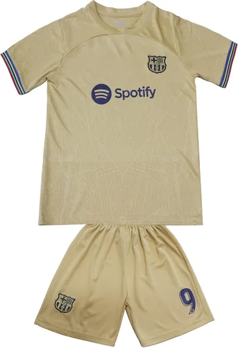 Vista 2 de CEKFAX 20222023 Barca Away #9 Robert Lewandowski Football Soccer Kids Jersey Shorts Socks Set Juvenil Tallas