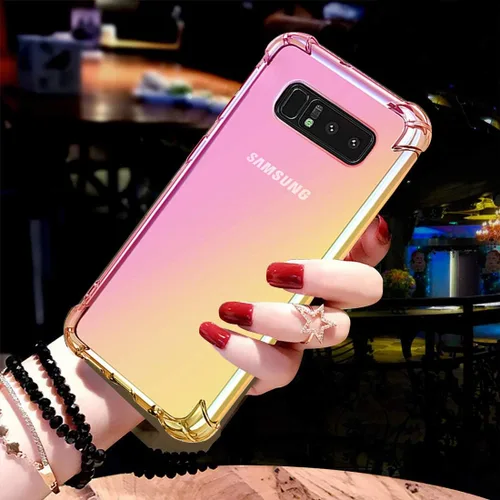 Vista 4 de Funda para Samsung Galaxy Note 8, transparente lindo degradado delgado antiarañazos flexible TPU cubierta a prueba de golpes para Samsung Galaxy