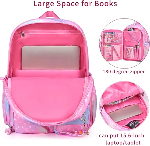 Vista 3 de Mochila para niños, mochila escolar, Rosado, talla única , Moda