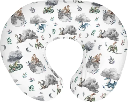 Vista 10 de Fundas de almohada de lactancia de dragón y caballeros de cuento de hadas para niños y niñas, dragones de fantasía, castillo de princesa, funda