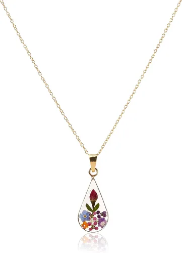 Vista 6 de Amazon Essentials Collar con colgante de flor prensada de plata de ley y oro sobre plata esterlina (anteriormente colección Amazon)
