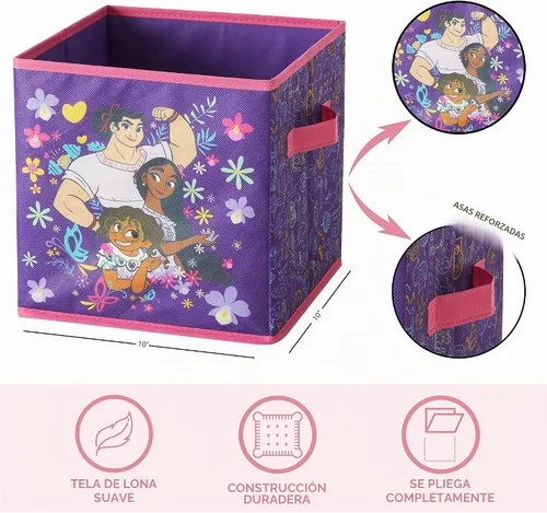 Vista 3 de Disney Encanto - Juego de dos cubos de almacenamiento espaciosos plegables, 10"x10