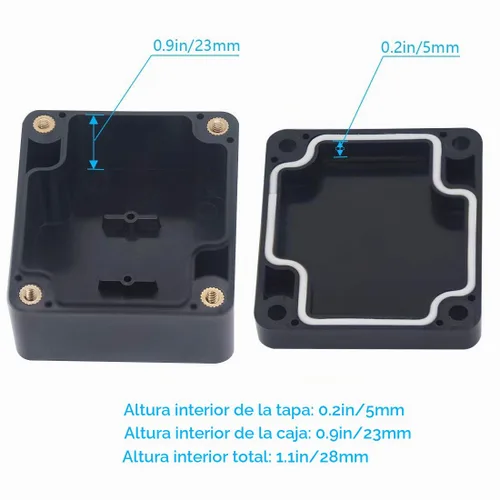 Vista 6 de Zulkit. - Caja de plástico impermeable ABS IP65. - Caja de derivación eléctrica - color negro.