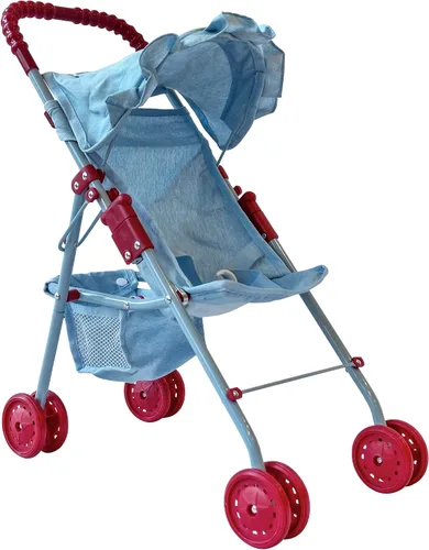 Vista 7 de The New York Doll Collection My First Doll Stroller con Canasta, Cochecito de Muñeca Plegable (Acolchado Rojo)