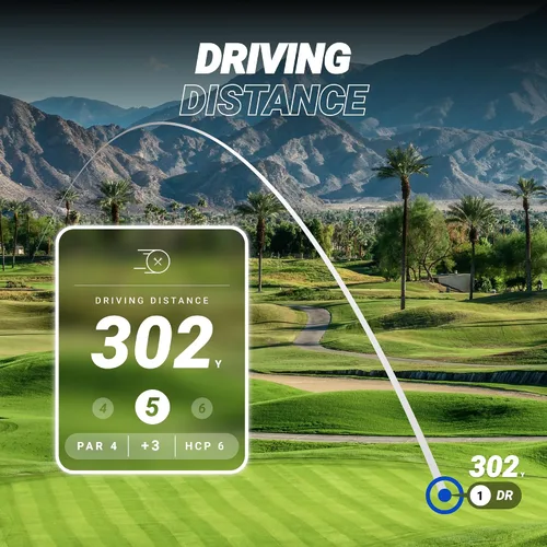 Vista 6 de Blue Tees Golf Player+ Altavoz GPS con tecnología de IA - Pantalla táctil, batería de más de 10 horas, más de 40,000 campos, distancias visuales