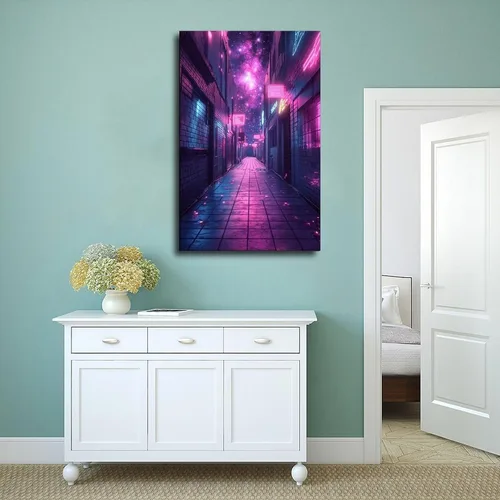 Vista 4 de 80s Inspired Neon Futuristic Poster – Retro Sci-Fi Glow Art – Unique Synthwave Home & Office Décor Canvas Poster Wall Art Decor Print Picture