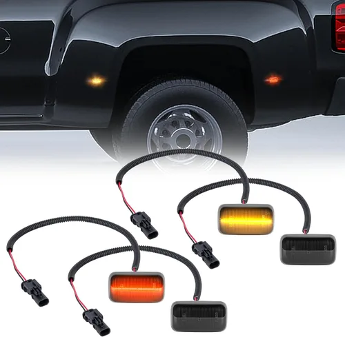 Vista 8 de Gempro Luces LED de doble guardabarros laterales para Chevy Silverado GMC Sierra 2500 3500 2001-2014 rojo ámbar, luces de marcador de cama de doble