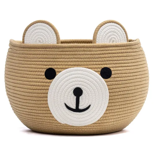 Vista 12 de CherryNow Cesta de cuerda tejida, cestas de oso para regalos vacías, cesta de almacenamiento grande para sala de estar, guardería, cestas