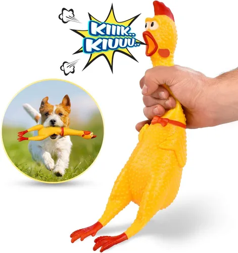 Vista 4 de Liberty Imports Paquete de 3: juguete de pollo de goma, 14 pulgadas gritando chillón práctico broma broma ruidoso, regalos de broma novedosos
