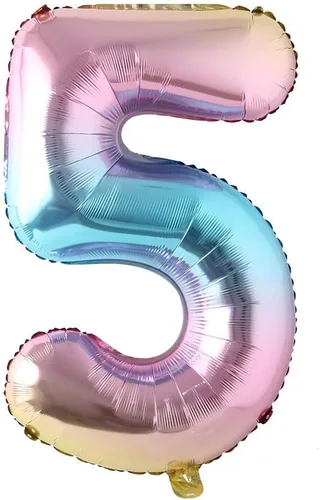 Vista 7 de Globos de números de 32 pulgadas, globo de aluminio, bola de dígitos degradados de arco iris, decoración de fiesta de cumpleaños, suministros