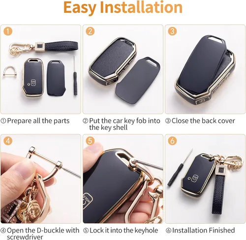 Vista 5 de Funda para llavero Benz, cordón de cuero con protección para llave inteligente, compatible con Clase A, Clase C, Clase G, Clase E y Clase S 2017-2021