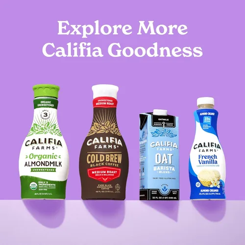 Vista 6 de Califia Farms - Mezcla de leche de avena para barista, 32 fl oz, sin lácteos, vegana, a base de plantas, sin gluten, sin transgénicos, espumador