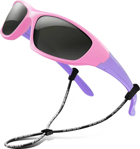Vista 8 de Rivbos RBK037 - Lentes de sol polarizados con correa, para niños y niñas, 3 - 10 años