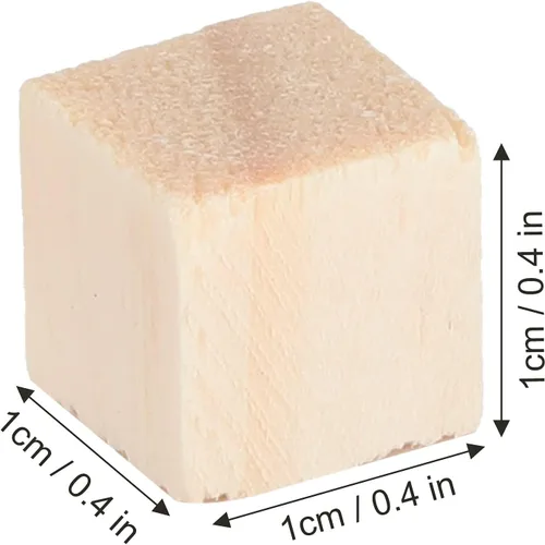 Vista 5 de Cubos de madera, 100 unidades, bloques de madera de 0.4 in, cubos de madera sin terminar, pequeños bloques cuadrados de madera para manualidades