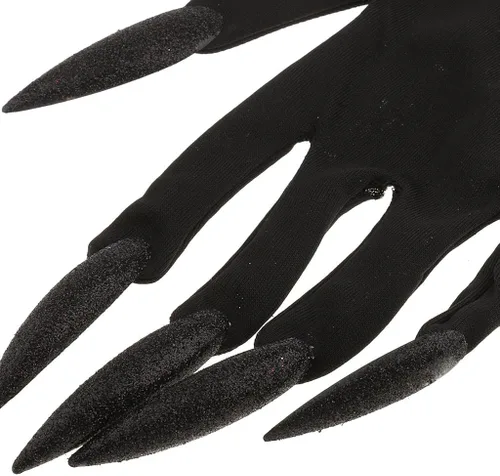 Vista 5 de Guantes de Halloween largos con purpurina para las uñas, guantes de mujer de diablo aterrador, para Halloween, carnaval, vestido de fantasía