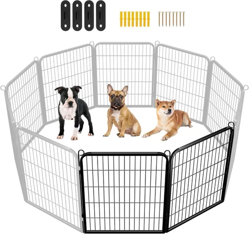 Vista 13 de Yaheetech Corralito para perros, 24 pulgadas, 2 paneles, corral para perros para interiores, resistente, corral de ejercicio para cachorros, valla